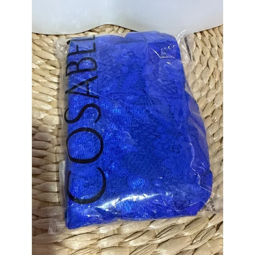 Cosabella Never Say Never Men's Classic G-String Lace Thong Cobalt Blue NWT XL